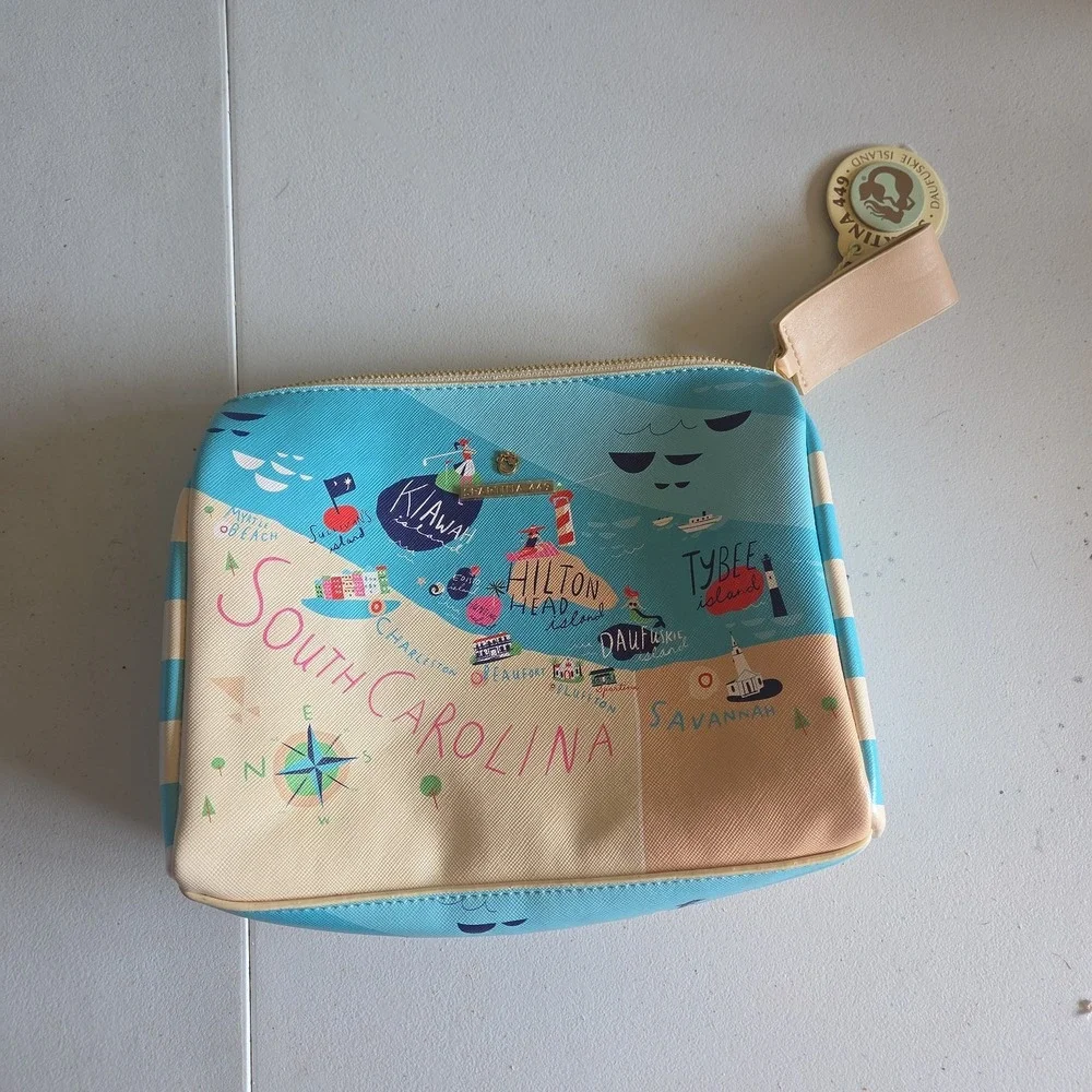 SPARTINA 449 Carry All Travel Makeup Case Daufuskie Island Coated Vinyl NWT
